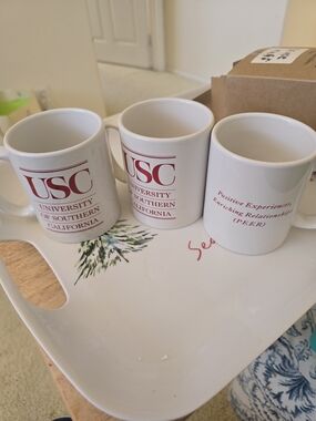 New USC White Ceramic Coffee Mug with Logo 3pcs